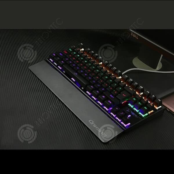 INN® 87 Key Professional Wired USB Bakgrundsbelyst mekaniskt speltangentbord med ergonomisk fjäderbelastad design - Vit A5820