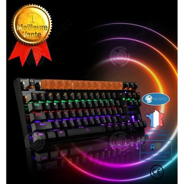 INN® 87 Key Professional Wired USB Bakgrundsbelyst mekaniskt speltangentbord med ergonomisk fjäderbelastad design - Vit A5820