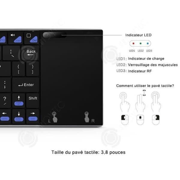 INN Ultratunn fransk aluminiumlegering 2.4G trådlöst tangentbord，Trådlöst tangentbord med pekplatta för PC-hemmabio