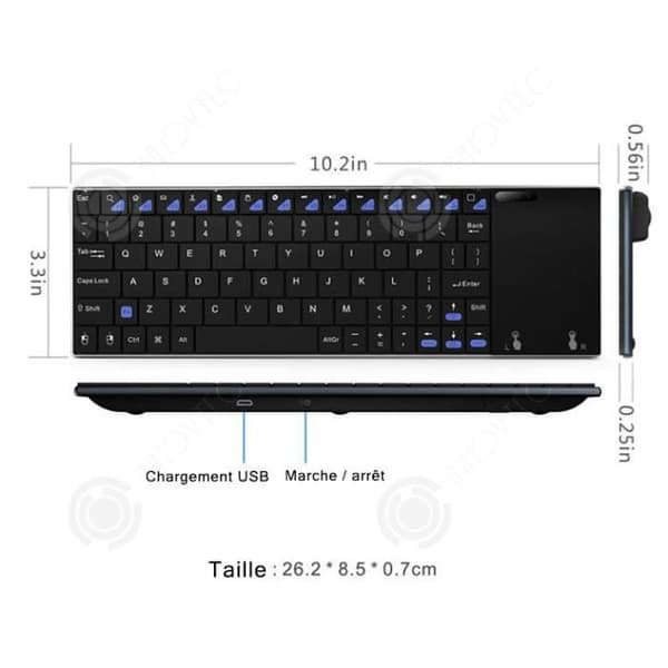 INN Ultratunn fransk aluminiumlegering 2.4G trådlöst tangentbord，Trådlöst tangentbord med pekplatta för PC-hemmabio