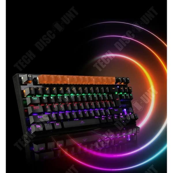 TD® Professional 87 Key Wired USB Bakgrundsbelyst mekaniskt speltangentbord med ergonomisk fjäderbelastad design - Vit A58203