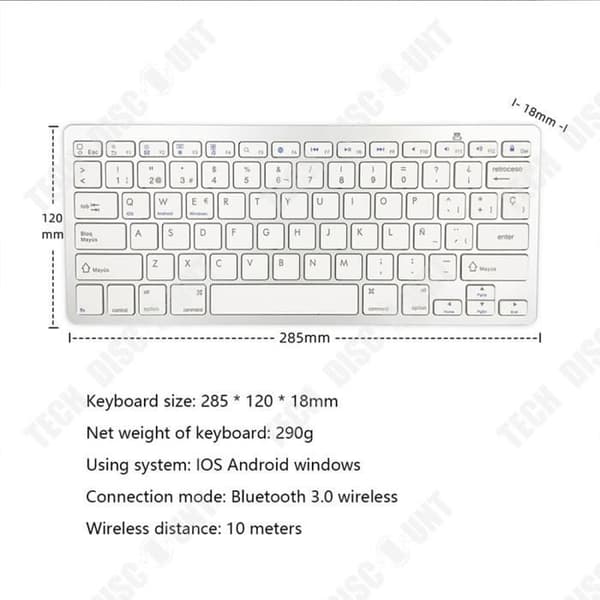 TD® trådlöst tangentbord TD® Bluetooth metalliskt tangentbord X Arkitektur Vitt tangentbord Universal Bluetooth Gaming Office-tangentbord
