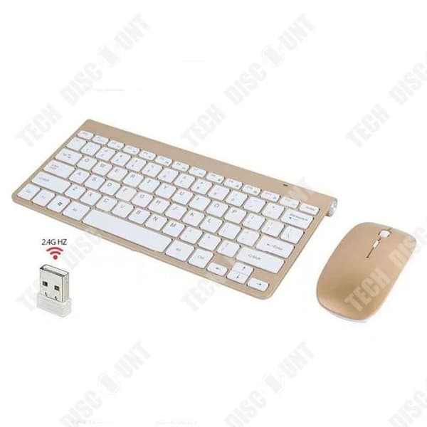 TD® Wireless Mute tangentbord och mus Set Ultratunn Golden Multifunction 2.4G Universal bärbar stationär stationär dator