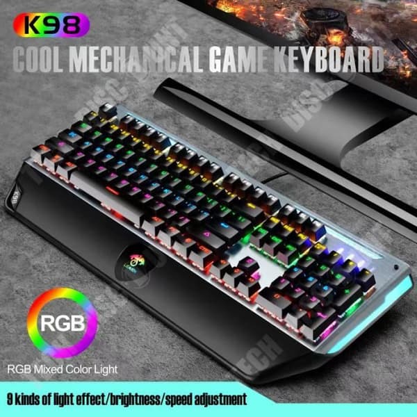 Mekaniskt tangentbord - TD® - 104 tangenter - Bakgrundsbelyst - Trådbunden - Vattentät