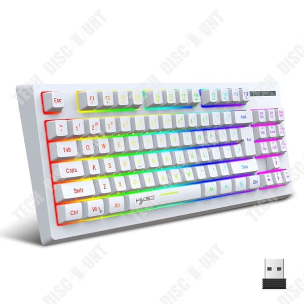Trådlöst INN®-tangentbord 87 tangenter 1800mah USB-laddning trådbundet tangentbord 2,4G vattentåligt RGB färgglada belysningseffekter gamingtangentbo