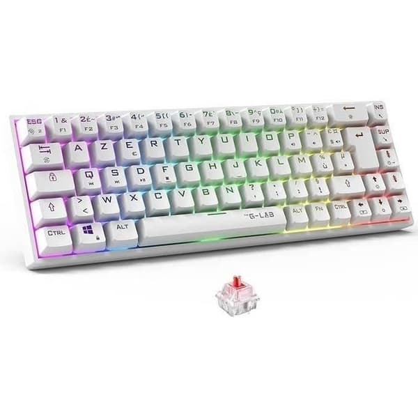 Trådlöst speltangentbord - The G-Lab - KEYZ TITAN - Mekanisk (röd switch) - Azerty - Trippelläge - RGB - Vit