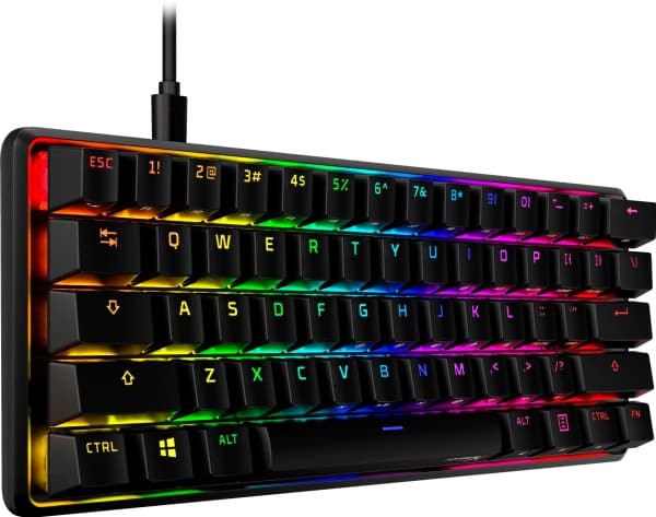 HyperX 60 Alloy Origins AQUA Gaming-tangentbord, 60%, Kabel, USB, Mekaniska tangentbrytare, RGB LED, Svart
