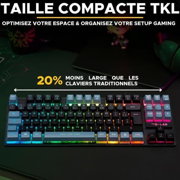 Clavier Gamer - The G-Lab - KEYZ CAESIUM - RGB - Svart & grå - TKL