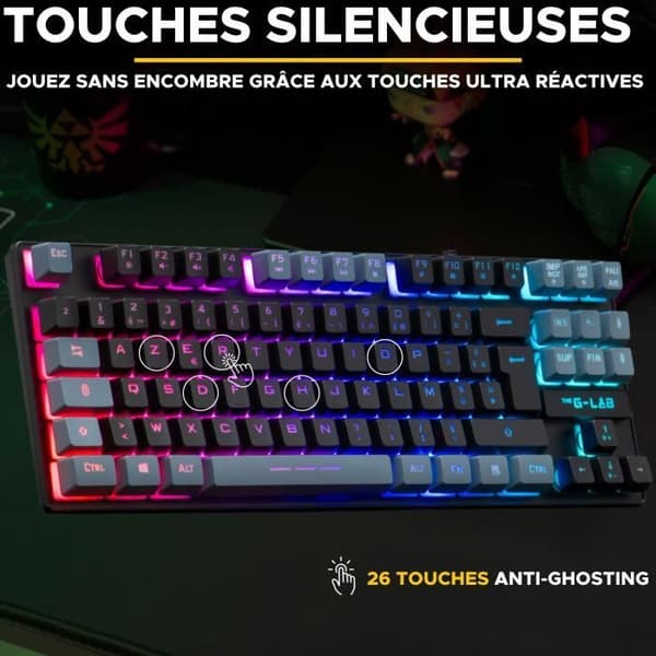 Clavier Gamer - The G-Lab - KEYZ CAESIUM - RGB - Svart & grå - TKL