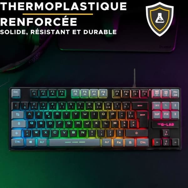 Clavier Gamer - The G-Lab - KEYZ CAESIUM - RGB - Svart &amp; grå - TKL