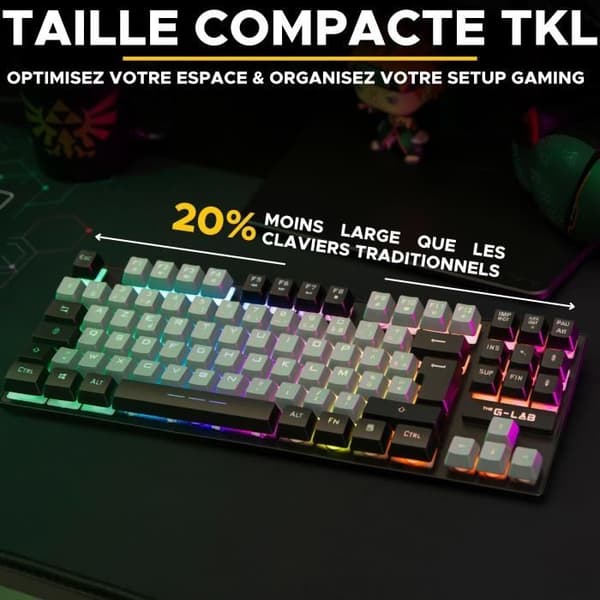 Spelklaviatur - The G-Lab - KEYZ CAESIUM - RGB - Grå &amp; Svart - TKL