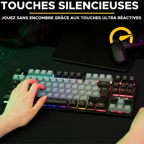 Spelklaviatur - The G-Lab - KEYZ CAESIUM - RGB - Grå &amp; Svart - TKL
