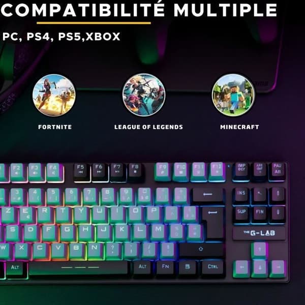 Spelklaviatur - The G-Lab - KEYZ CAESIUM - RGB - Grå &amp; Svart - TKL