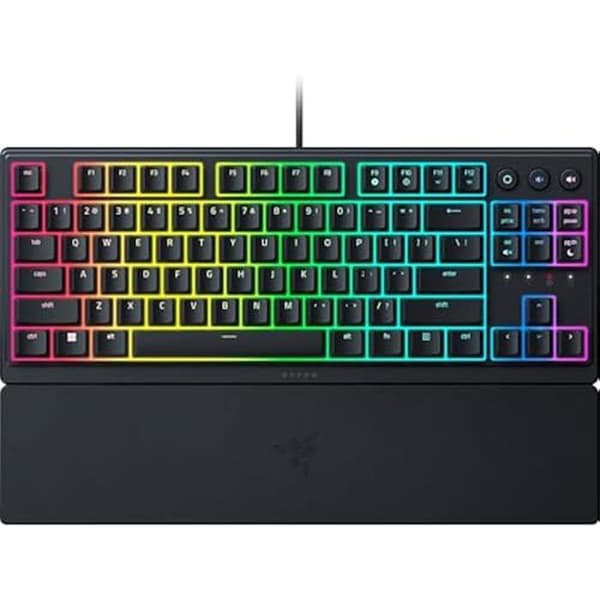 Razer Ornata V3 Tenkeyless – Kompakt Spelklaviatur med Lågt Profil (Meka-Membran Switchar, Magnetiskt Handledsstöd, ABS-tangenter)