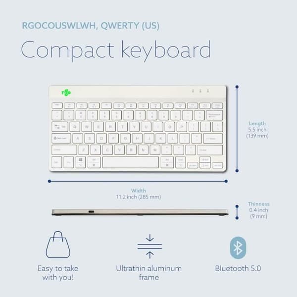 Kompakt Tangentbord - R-Go - Bluetooth 5.0 - Ergonomisk - Platt Design - Anti-RSI