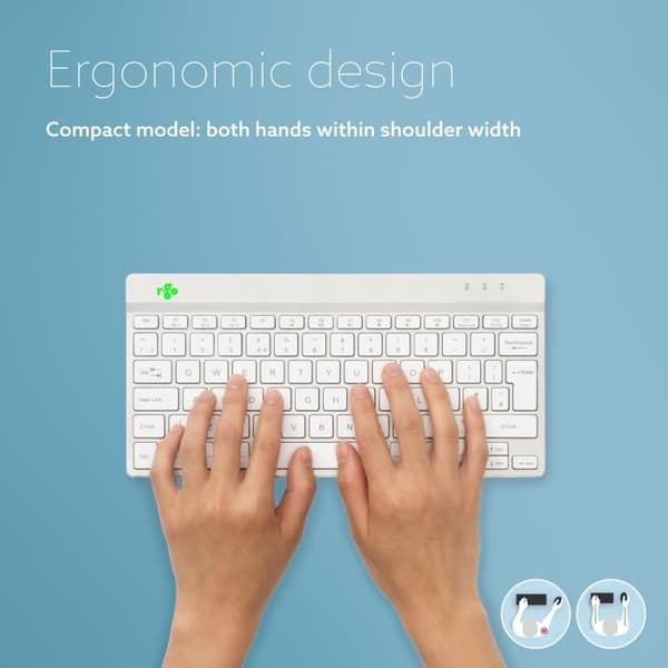 Kompakt Tangentbord - R-Go - Bluetooth 5.0 - Ergonomisk - Platt Design - Anti-RSI