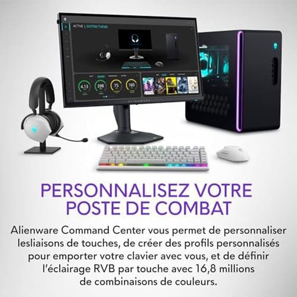 Trådlöst speltangentbord - ALIENWARE - Pro - Mekaniskt - RGB-bakgrundsbelyst - Lunar Light
