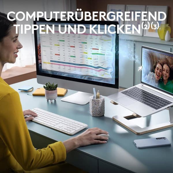 Tangentbord och Mus - Logitech - MK950 Signature Slim - Trådlös - Vit - QWERTZ