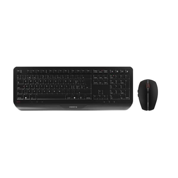 CHERRY GENTIX DESKTOP, Trådlöst tangentbord och mus-set, Schweizisk layout (QWERTZ), Radio 2,4 GHz, Inbyggt handledsstöd,