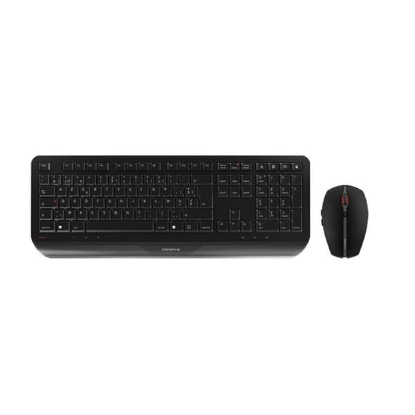 CHERRY GENTIX DESKTOP, Trådlöst tangentbord och mus-set, Schweizisk layout (QWERTZ), Radio 2,4 GHz, Inbyggt handledsstöd, Svart