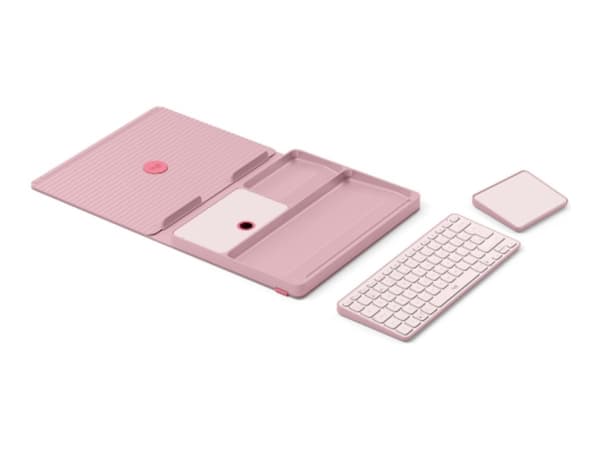 Logitech Casa Pop-Up Desk - Tastatur- og touchpadsett - trådløs - Bluetooth LE - bohemsk rødme
