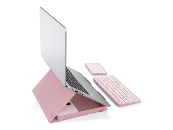 Logitech Casa Pop-Up Desk - Tastatur- og touchpadsett - trådløs - Bluetooth LE - bohemsk rødme