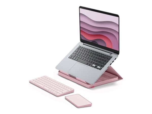 Logitech Casa Pop-Up Desk - Tastatur- og touchpadsett - trådløs - Bluetooth LE - bohemsk rødme