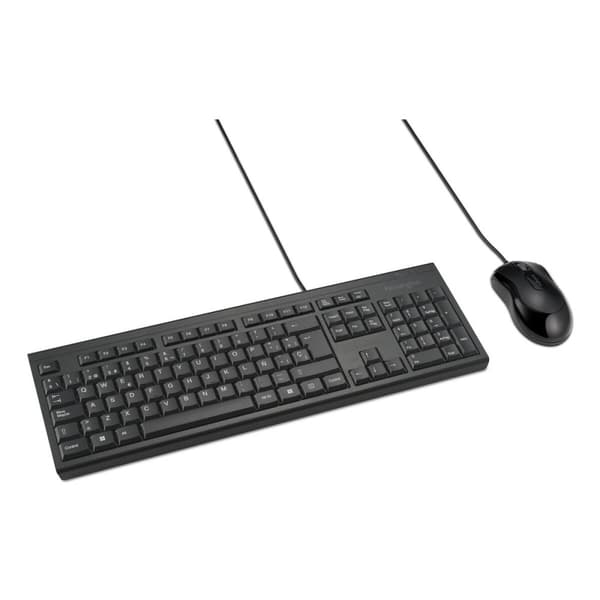 Tastatur og mus Kensington KM100 Sort Spansk QWERTY Sort