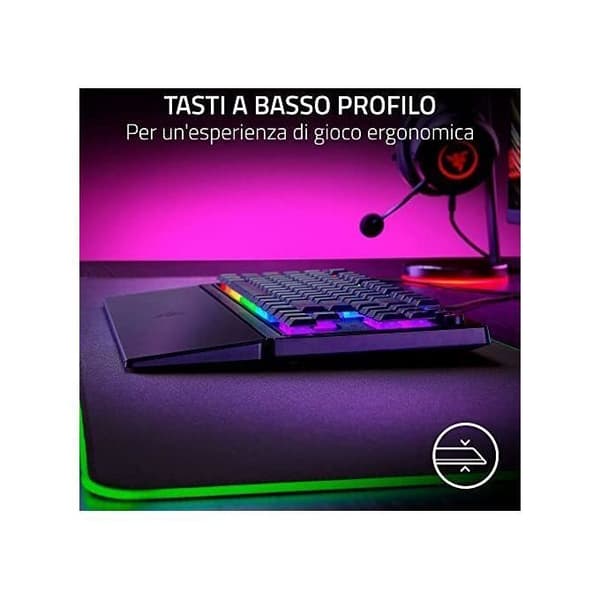 Gamingtangentbord - Razer - Ornata V3 X - Membran - Bakgrundsbelyst - Ergonomiskt handledsstöd