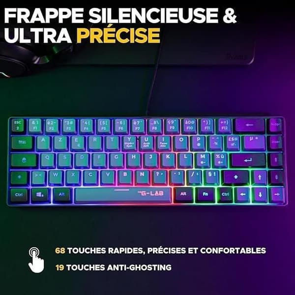 Pack Gamer 2 i 1 - THE G-LAB - KOMBO HYDRO - Trådad mus - Trådat tangentbord - Grå/Svart - RGB