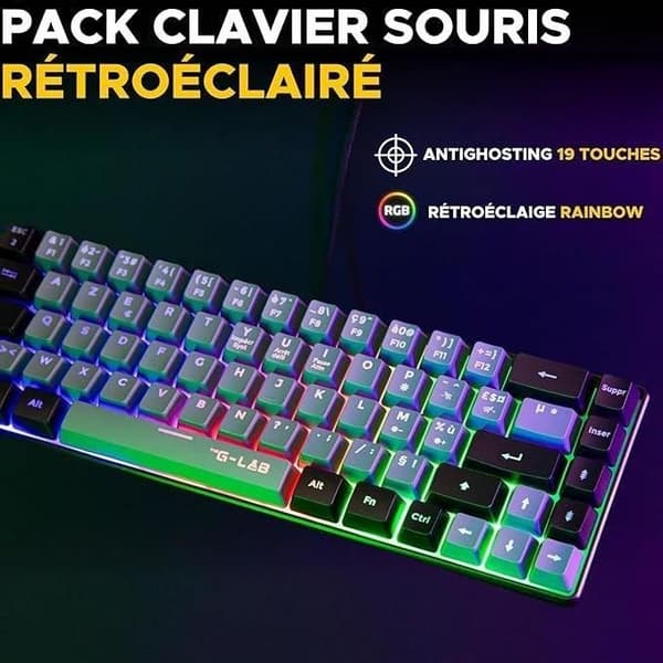 Pack Gamer 2 i 1 - THE G-LAB - KOMBO HYDRO - Trådad mus - Trådat tangentbord - Grå/Svart - RGB