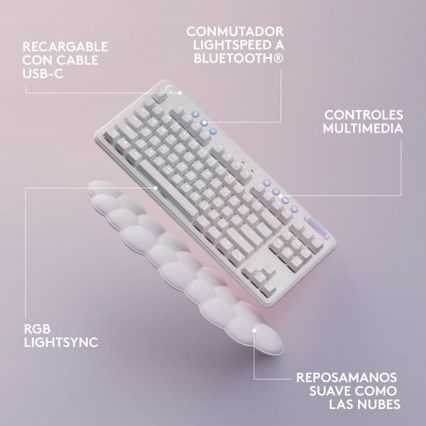 KÄYTETTY Pelinäppäimistö Logitech Valkoinen Espanjalainen Qwerty QWERTY (Kunnostetut Tuotteet A)