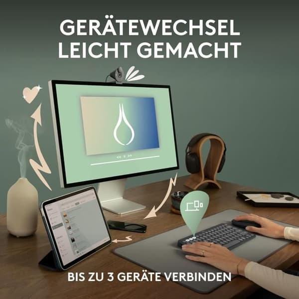 Tangentbord - Logitech - Pebble Keys 2 K380s - QWERTY Pan Nordisk - Bluetooth - Vit