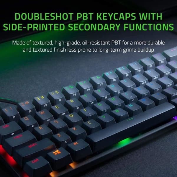 Mechanical Gaming-Tastatur im 60%-Formfaktor, schwarzes Case och PBT-Keycaps, Razer Clicky Optical Switches, RGB-Beleuchtung, ISO-L