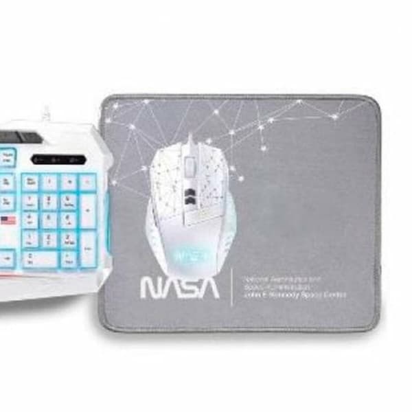 Tastatur og Mus NASA ANDROMEDA4IN1-W Hvit Flerfarget Spansk Qwerty