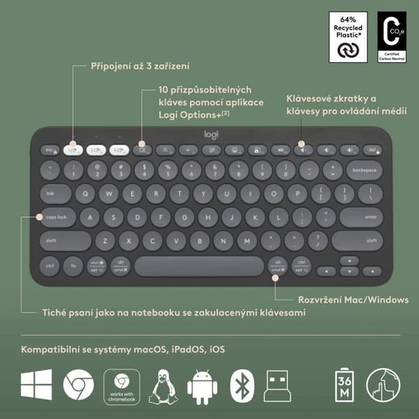 Logitech Pebble 2 Combo MK380s, Grafit - US INTL