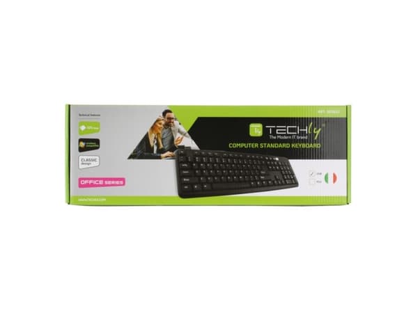 Techly IDATA 955-UBK, Fullstor (100 %), Kabel, USB, QWERTY, Svart