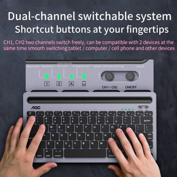 AOC KB701 Bluetooth Trådlöst Tangentbord med Laddning - Kompakt och Praktiskt För Mobil och Surfplatta