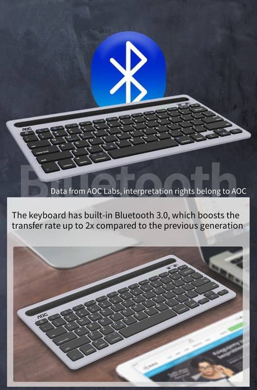 AOC KB701 Bluetooth Trådlöst Tangentbord med Laddning - Kompakt och Praktiskt För Mobil och Surfplatta