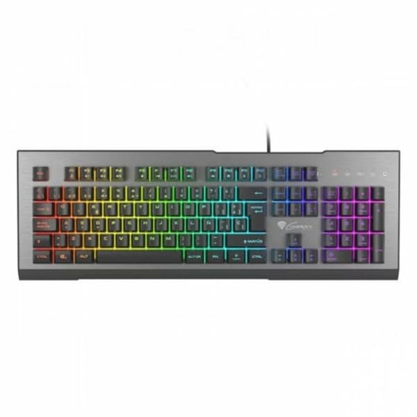 Gaming Tangentbord/ OR: Speltangentbord Genesis NKG-1621 Svart Aluminium Qwerty Spanska