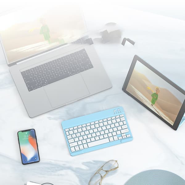 INF Trådløst Bluetooth-tastatur - 10-tommers genopladeligt Blå