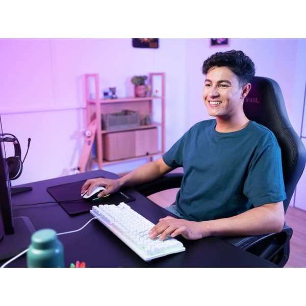 Gaming-tastatur Trust GXT 833W THADO Hvid Multifarvet QWERTY Qwerty US