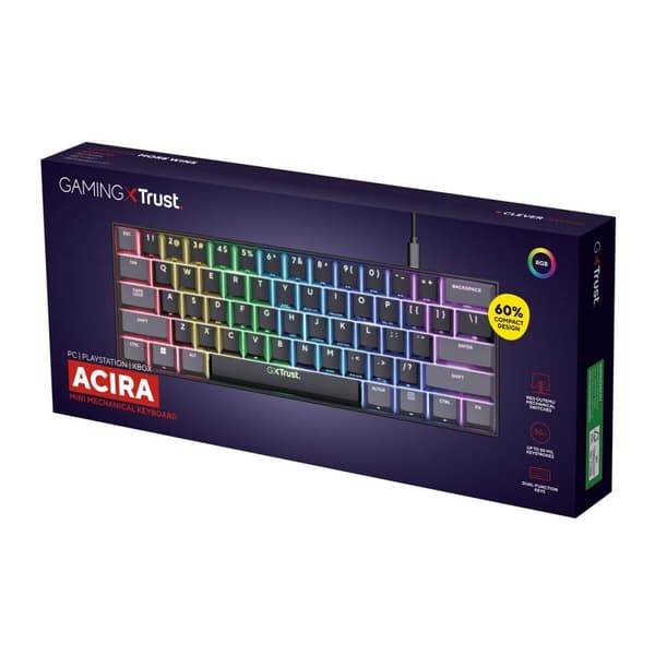 Gaming-tastatur Trust GXT 867 Acira Sort Multifarvet QWERTY Qwerty US