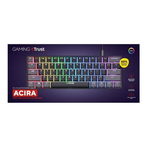 Gaming-tastatur Trust GXT 867 Acira Sort Multifarvet QWERTY Qwerty US