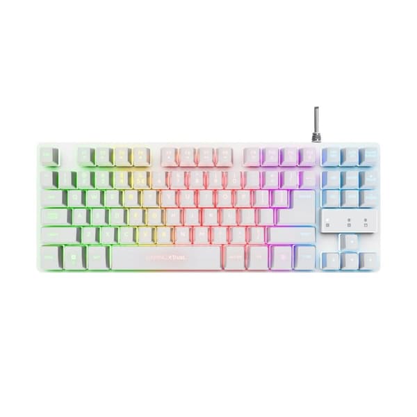 Gaming Tangentbord/ OR: Speltangentbord Trust GXT 833W THADO Vit Multicolour QWERTY Qwerty US