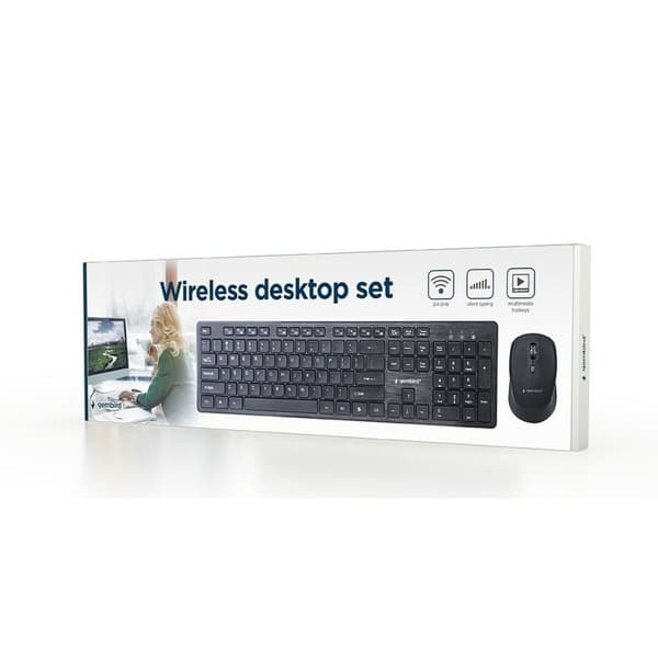 Tastatur og trådløs mus GEMBIRD KBS-WCH-04 Sort Engelsk QWERTY