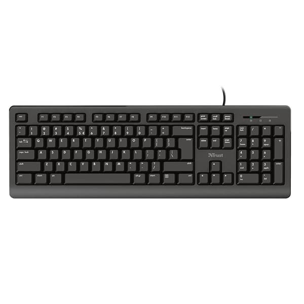 Trust Primo 4-i-1 - Sæt med tastatur, trådløs mus, headset og musemåtte