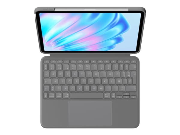 Logitech Combo Touch - Tangentbord och foliefodral - med pekdyna - bakgrundsbelyst - Apple Smart connector - QWERTY - spansk - oxford-grå - för Apple