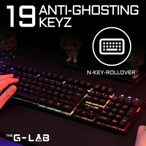 Gaming Tangentbord - Membran RGB - THE G-LAB - KEYZ-CAESIUM/FR - FR Layout - 12 genvägar - 19 anti-ghosting tangenter