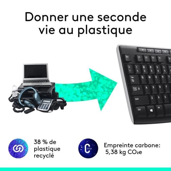Tangentbord - Trådlöst - Logitech - K270 - AZERTY - Svart